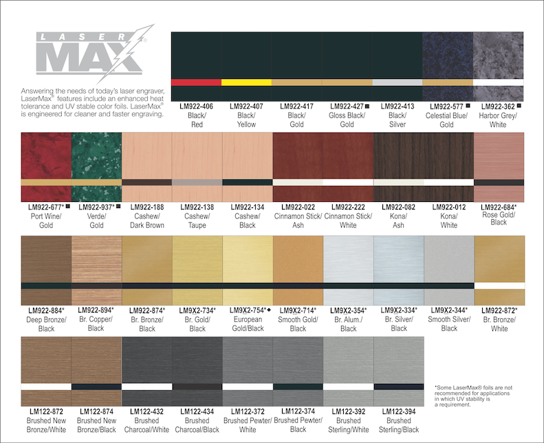 LaserMax color samples